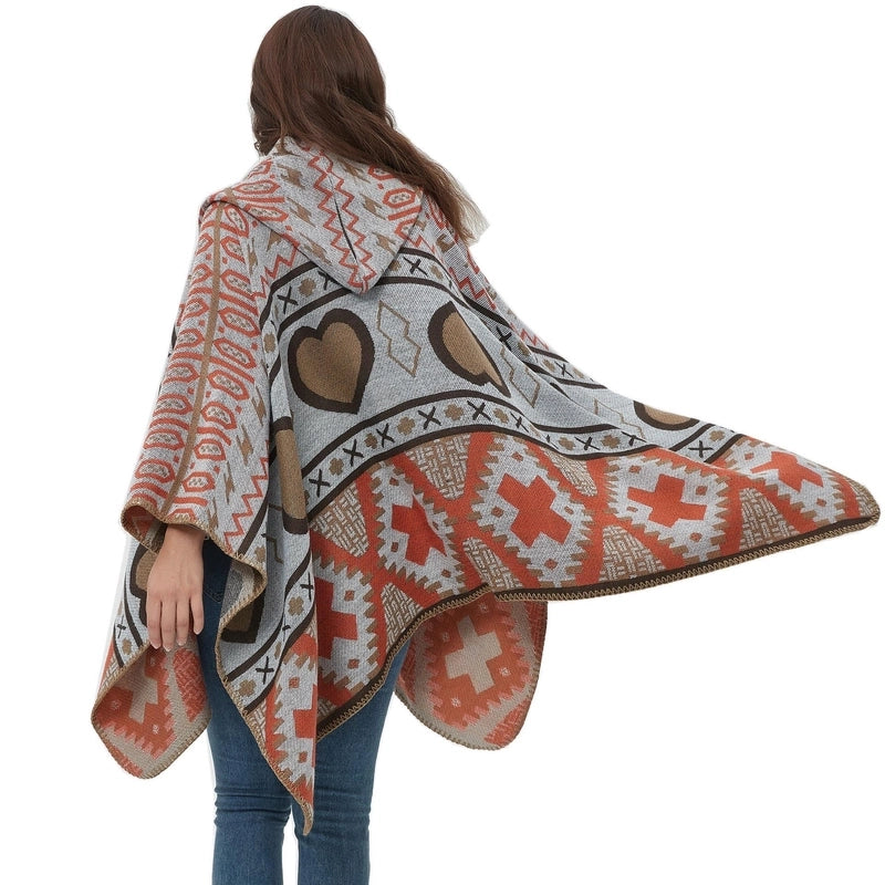 Women's Streetwear Printing Color Block Artificial Wool Acrylic Shawl