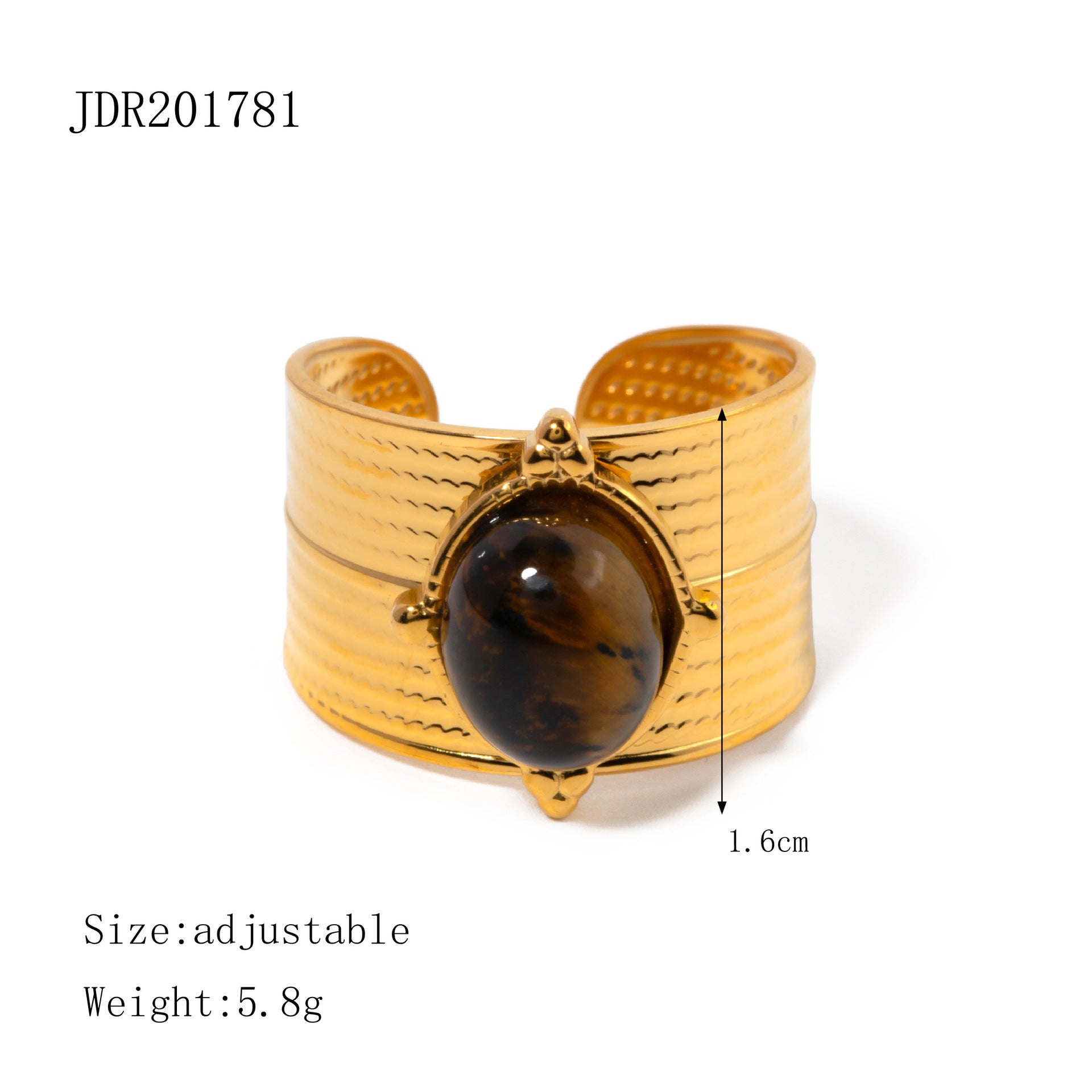 Jie Ding Stainless Steel Tiger Eye Stone Ring Antique Ring Titanium Steel Bracelet Rings