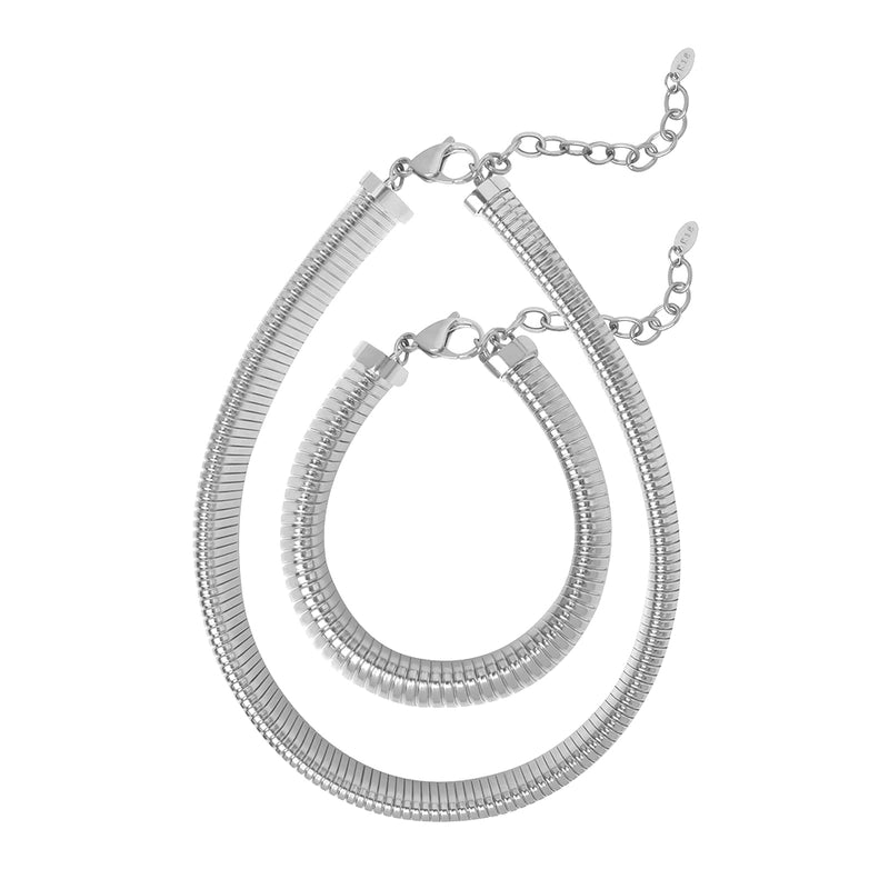 Hip-Hop Rock Punk Solid Color Titanium Steel 18K Gold Plated Plating Bracelets Necklace