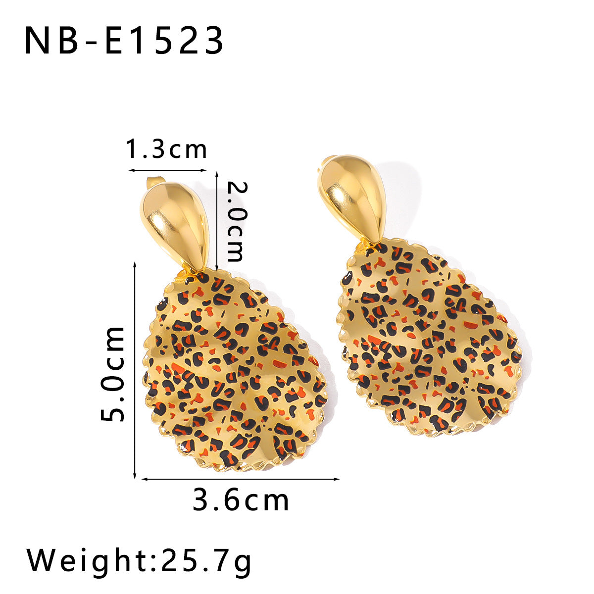 Ins Style Stainless Steel Texture Leopard Earrings Plated With 18K Gold And Diamond Retro Earrings Niche Female