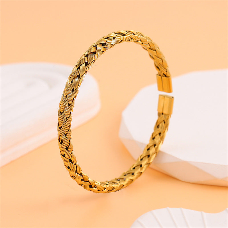 Minimalist Round Stainless Steel Electroplating Bangles