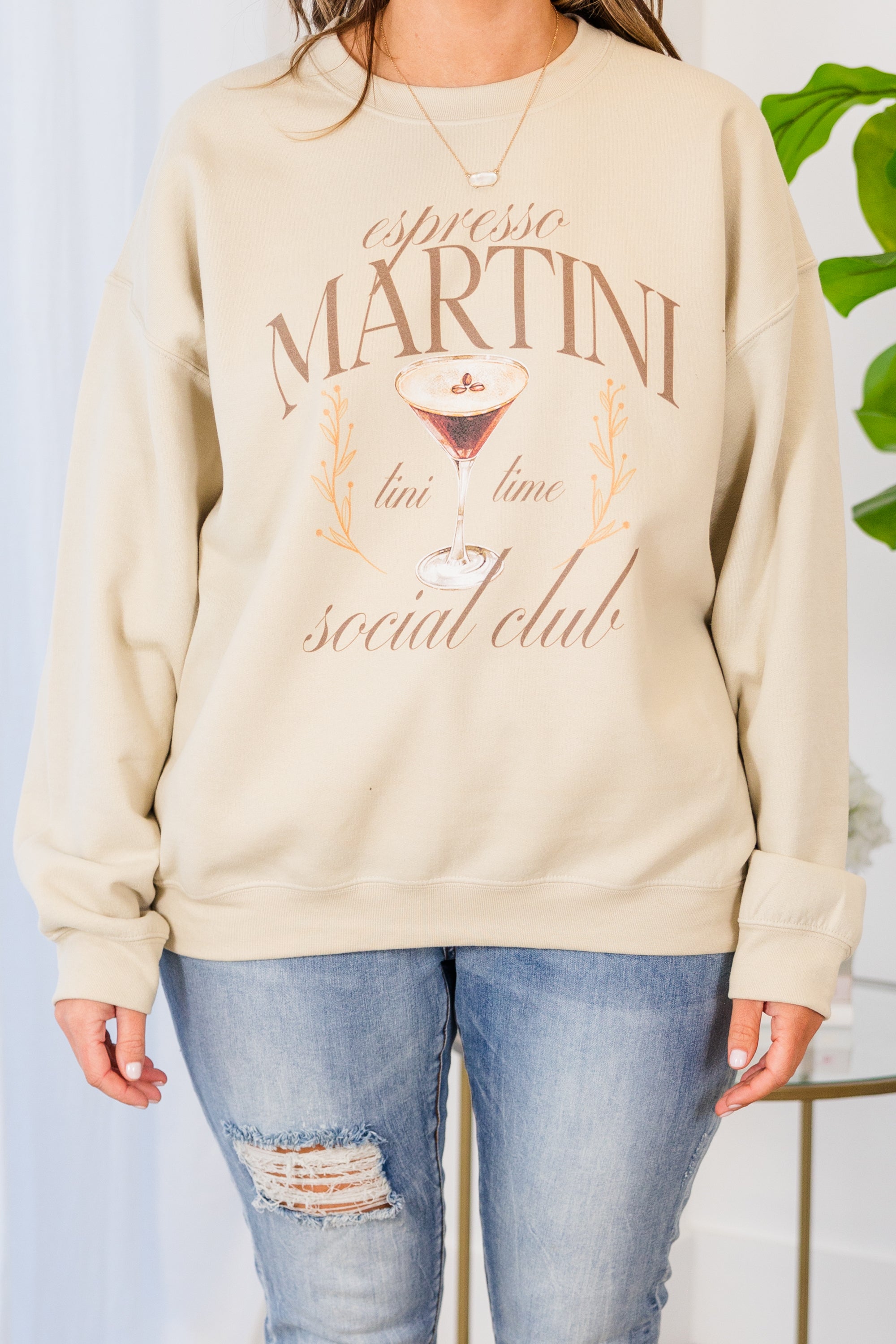 Espresso Martini Social Club Sweatshirt. Sand