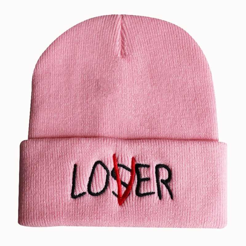 Unisex Fashion Letter Solid Color Crimping Wool Cap