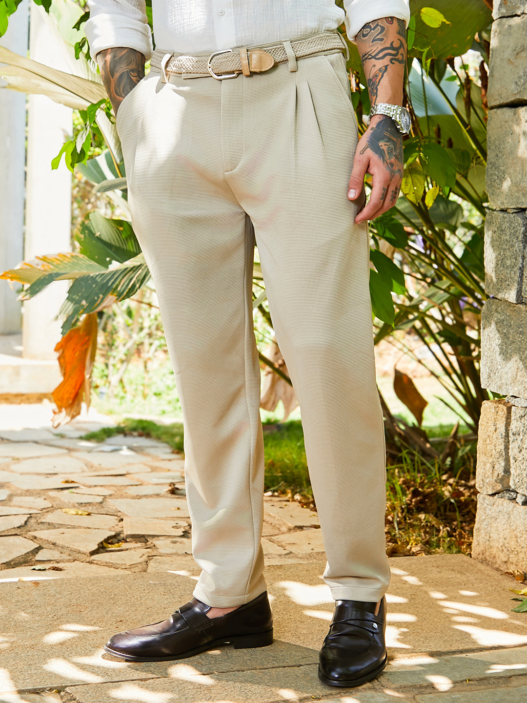 Micro-Waffle Chino Trousers