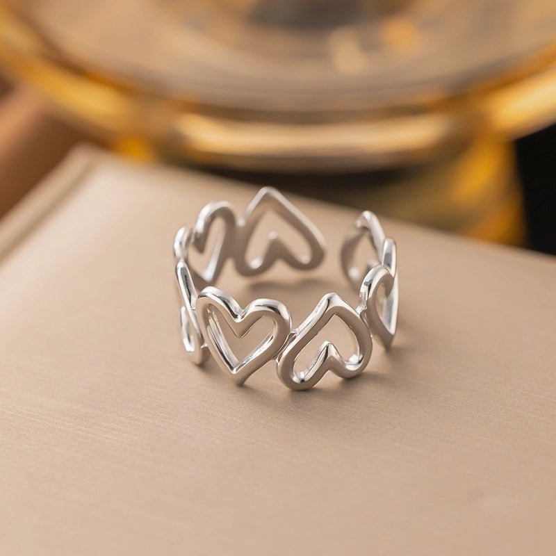 Minimalist Heart Shape Titanium Steel Plating Rings