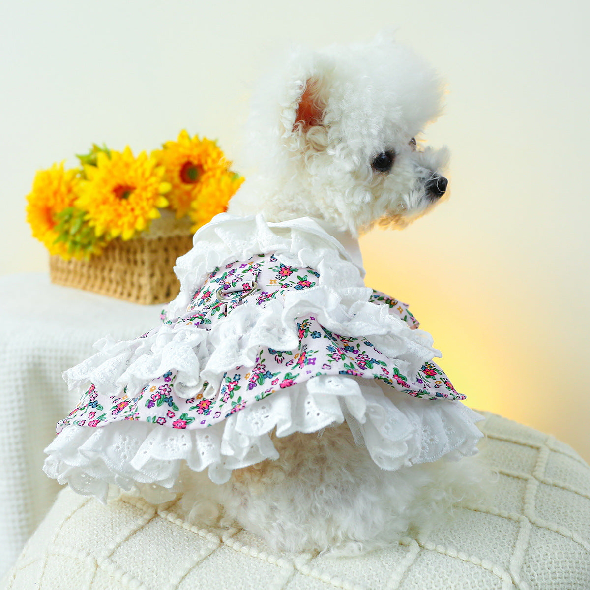 Flower Lace Decor Dog Cat Dress Harness