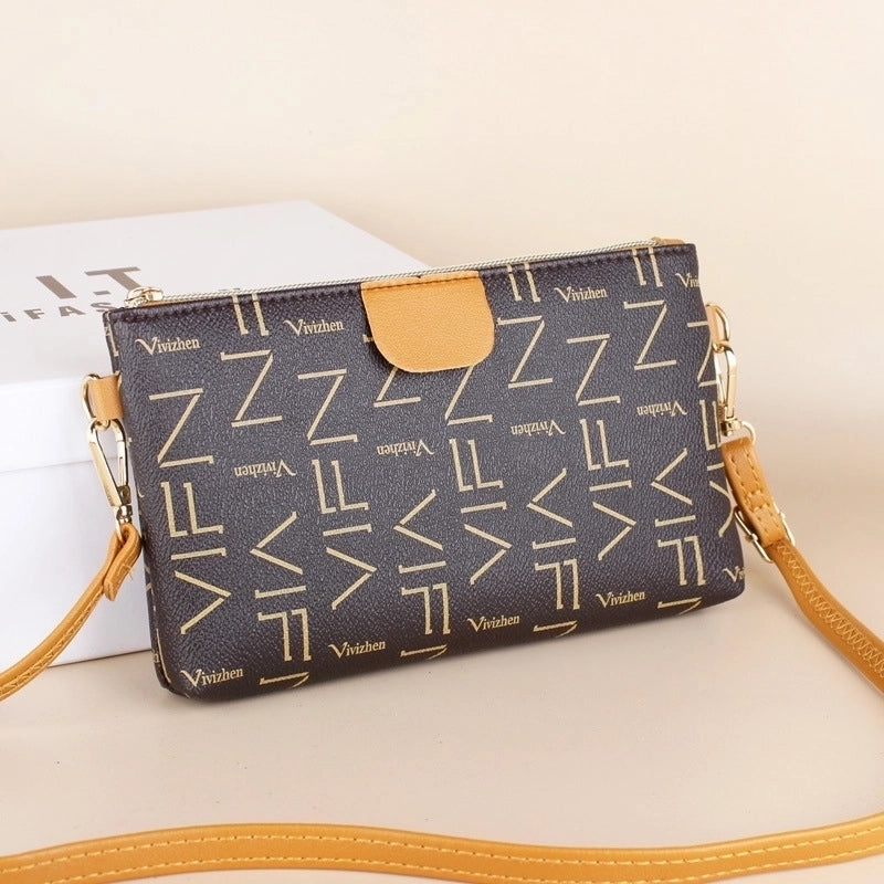 Women's Pu Leather Geometric Fashion Square Zipper Shoulder Bag Crossbody Bag
