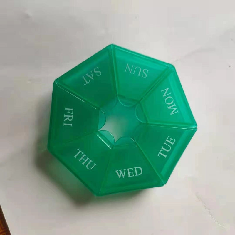 One Week 7-corner Medicine Box Round 7-compartment Portable One Week Sub-packed Small Medicine Box Mini 7-day Portable Medicine Accessories Box