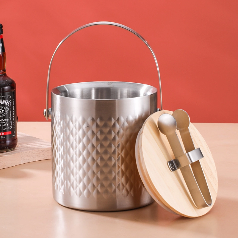 304 Stainless Steel Ice Barrel Ice Bucket Bar KTV Commercial Household Small Ice Grain Beer Bucket Storage Bucket