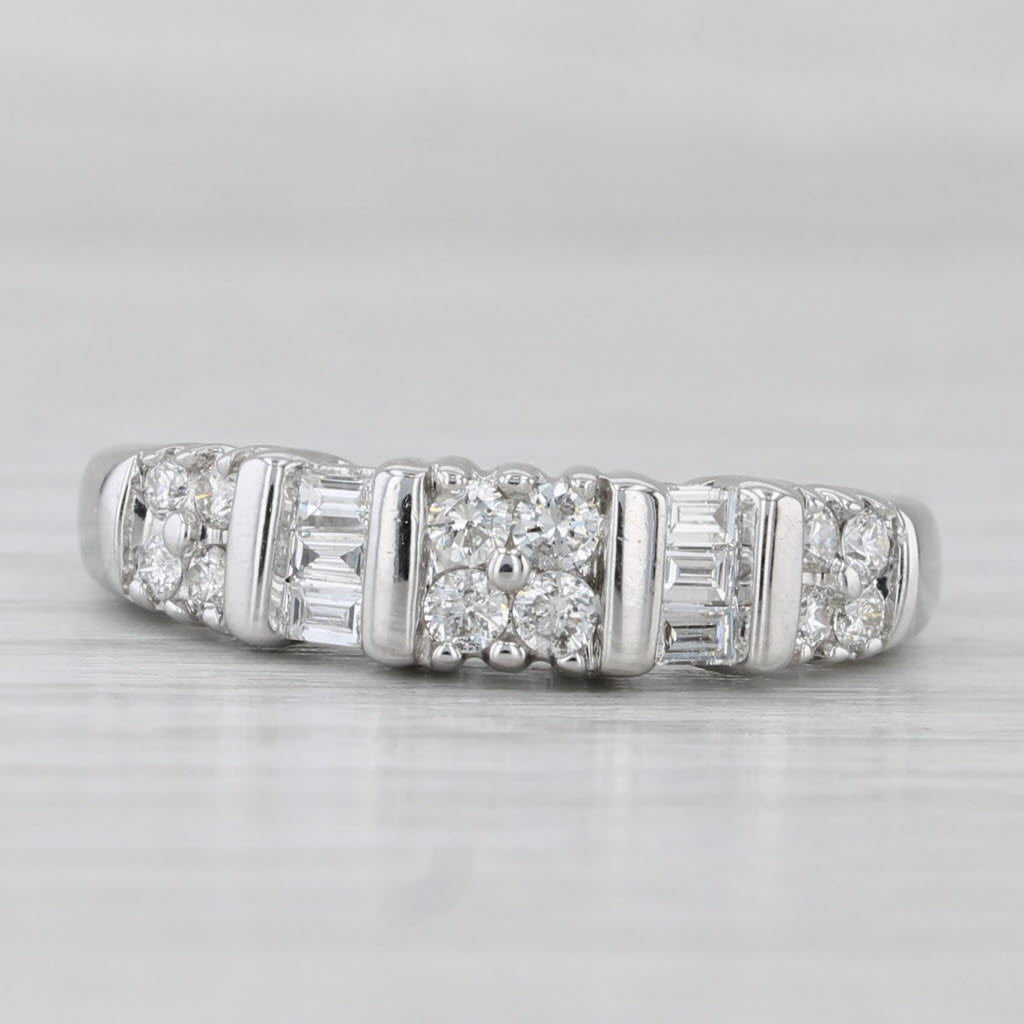 0.59ctw Diamond Ring 14k White Gold Size 6.75 Wedding Anniversary Band