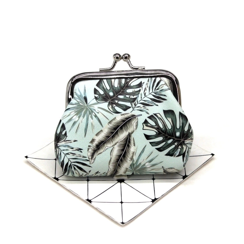Women's Leaves Pu Leather Buckle Coin Purses