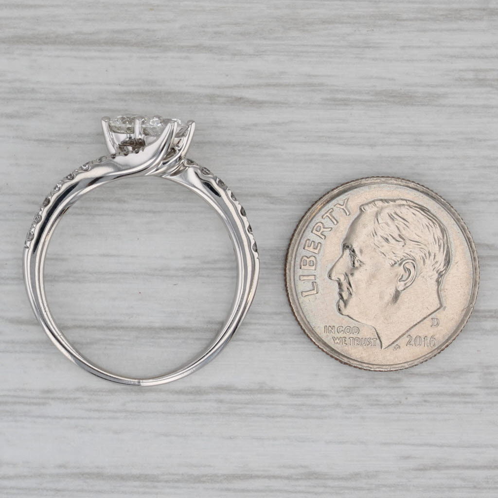 0.72ctw 2-Diamond Bypass Ring 14k White Gold Engagement Anniversary Size 7.5
