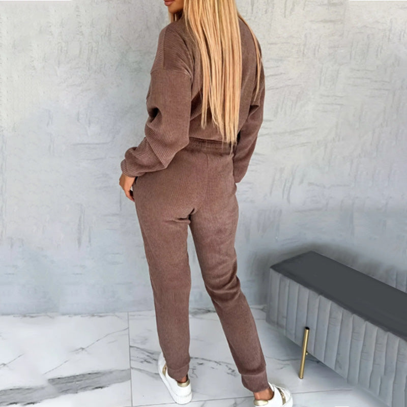 🔥Gratis thuisbezorging 💖Black Friday 43% korting💞Women's Corduroy Jogger Sweatsuit Set