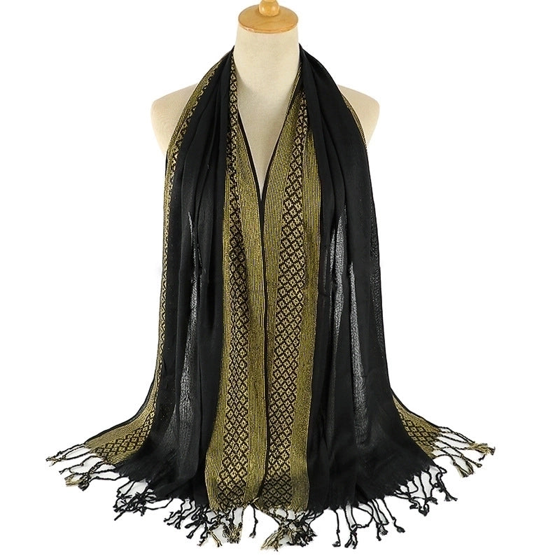 Women's Minimalist Color Block Cotton Scarf