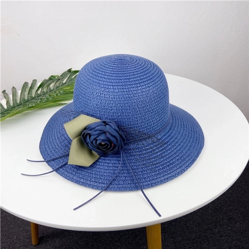 Women's Pastoral Flower Flowers Big Eaves Straw Hat