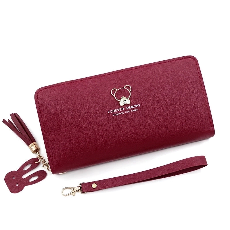 Women's Cartoon Pu Leather Tassel Zipper Wallets
