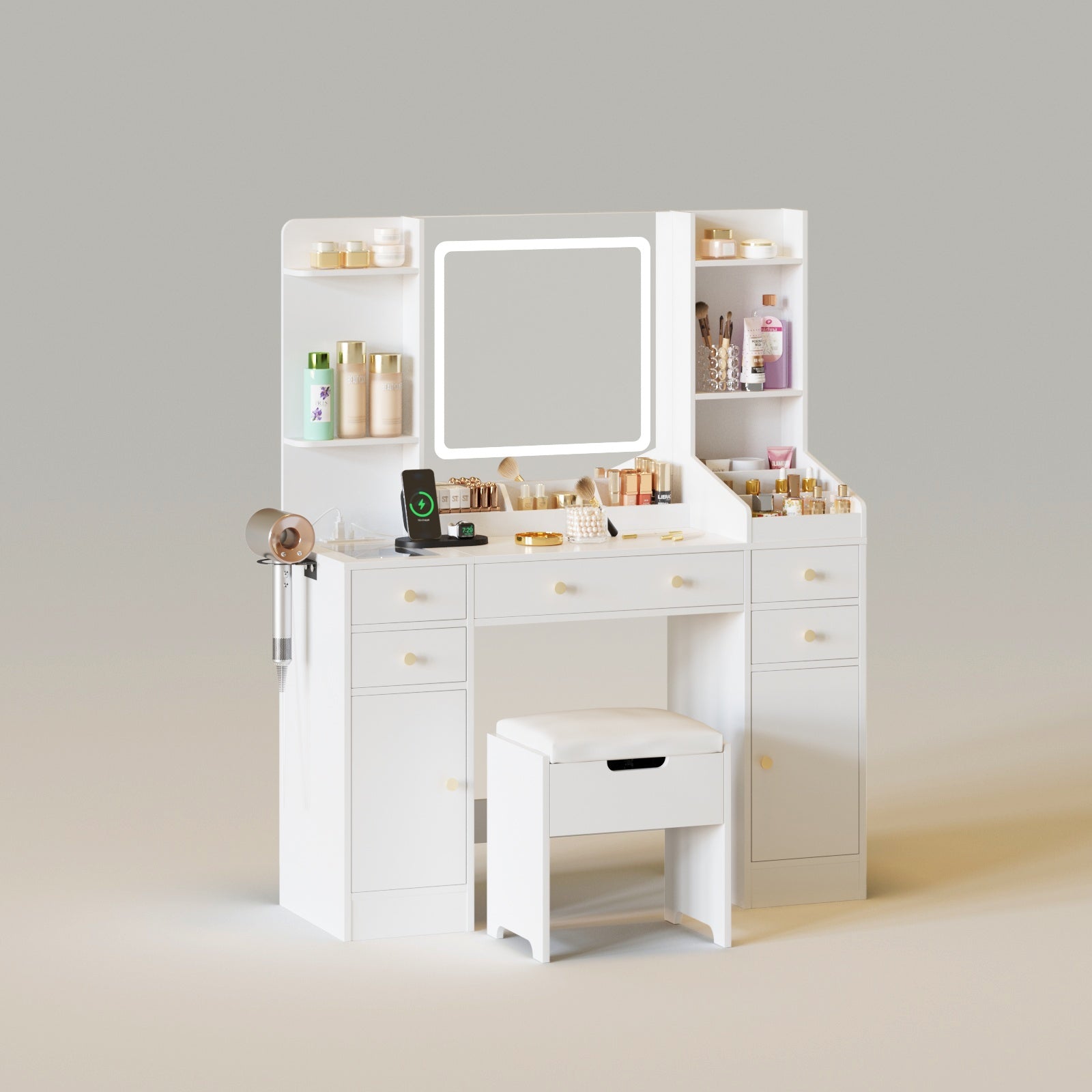 45inch Vanity Set Makeup Vanity Table with Charging Station