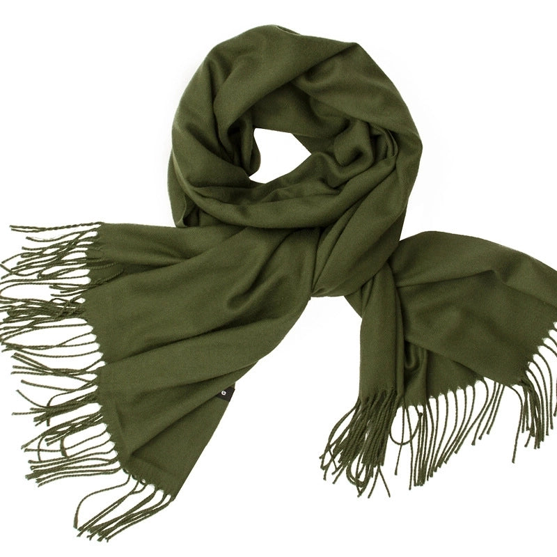 Women's Minimalist Tassel Solid Color Imitation Cashmere Scarf