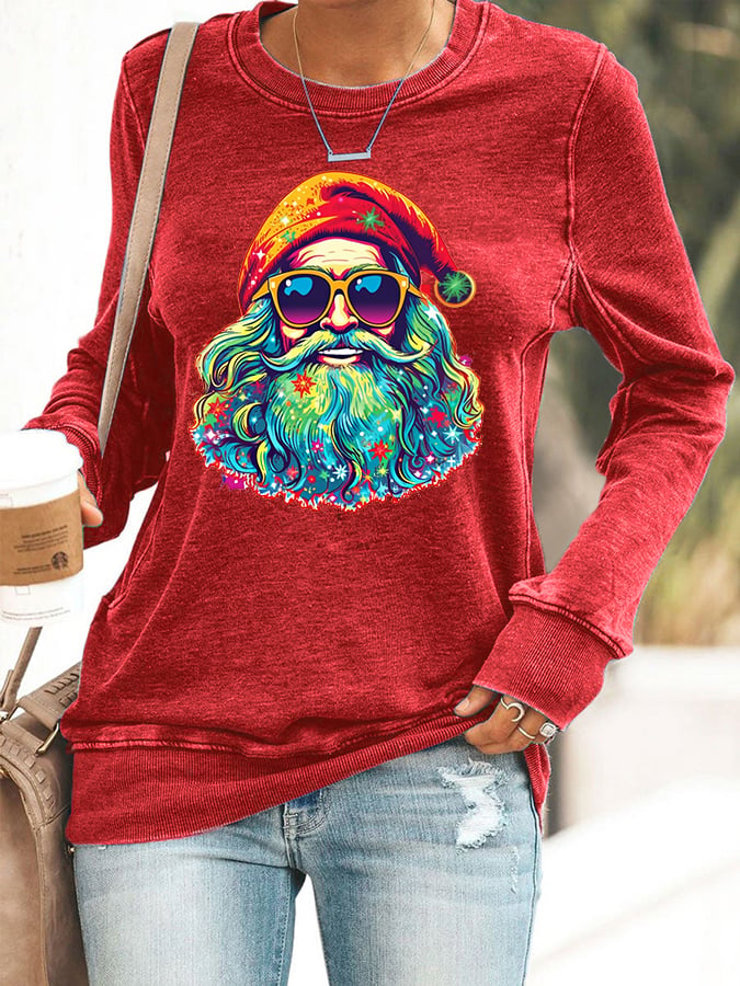 Women's Christmas Hippie Santa Casual Sweatshirt