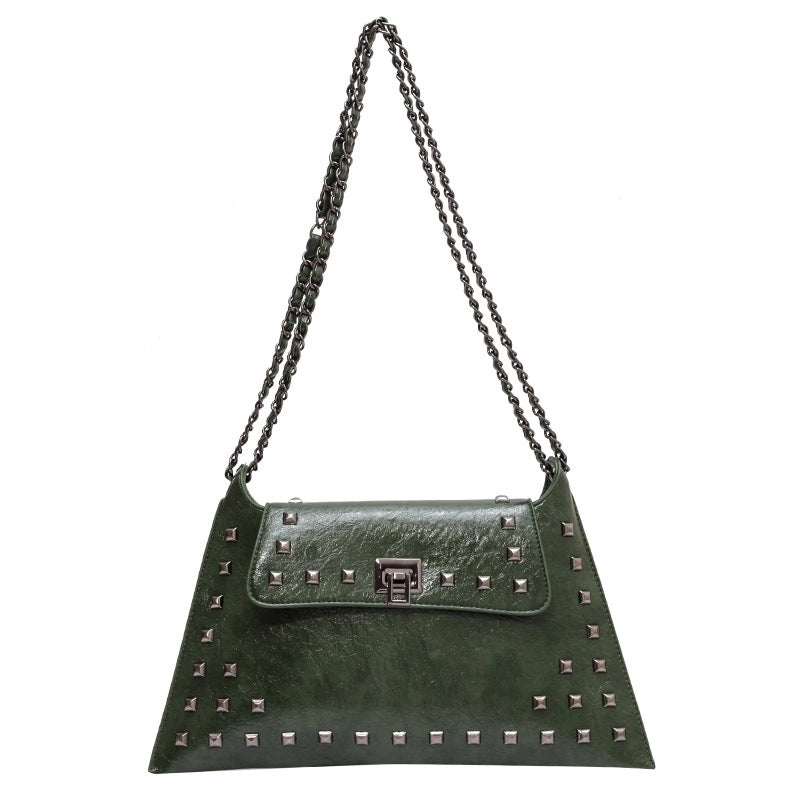 Women's Pu Leather Solid Color Streetwear Square Lock Clasp Shoulder Bag