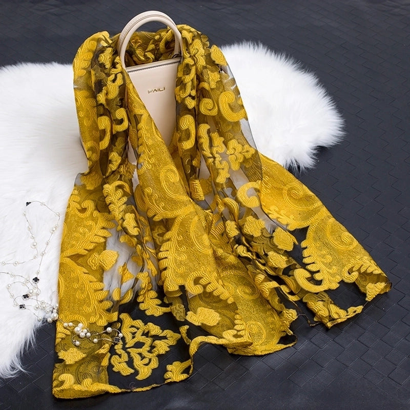 Women's Minimalist Color Block Organza Scarf