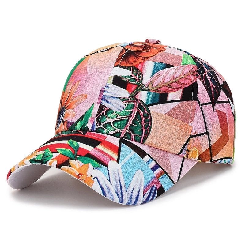 Unisex Romantic Flower Printing Curved Eaves Baseball Cap