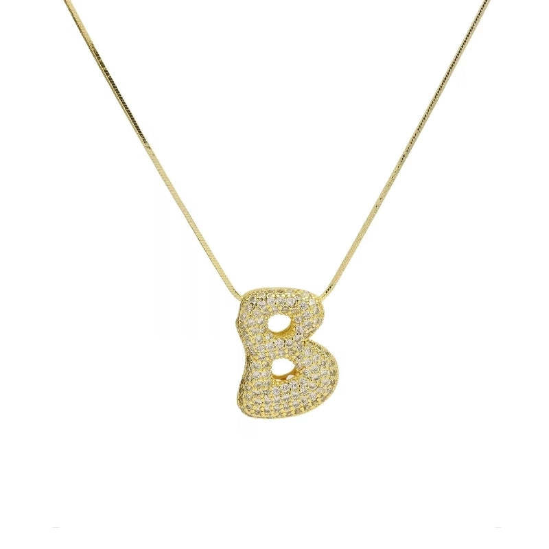 Minimalist Classic Style Letter Copper Plating 18K Gold Plated Pendant Necklace