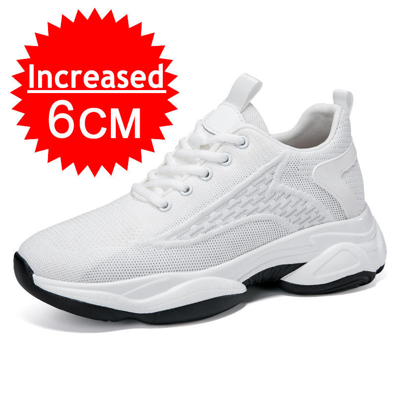 Men Breathable Mesh 10CM Height Incresing Sneakers Men Fashion Shoes Elevator 8CM Outdoor Leisure White Casual Lift Man Footwear