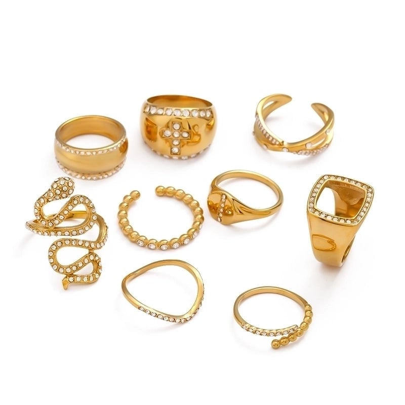 Minimalist Classic Style Cross Solid Color 304 Stainless Steel Zircon Inlay Rings