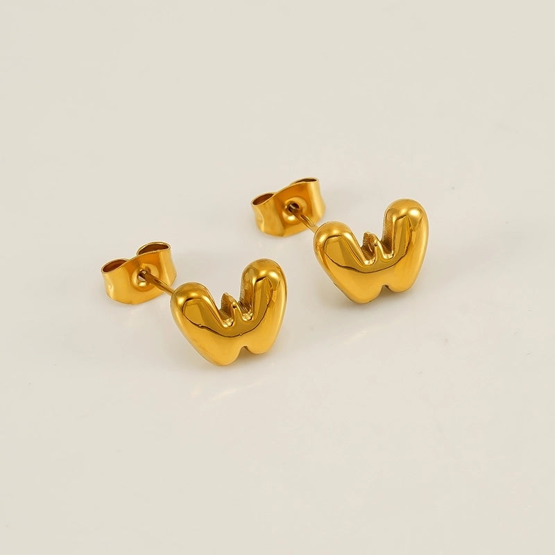 1 Piece Minimalist Classic Style Letter Plating 304 Stainless Steel 18K Gold Plated Ear Studs