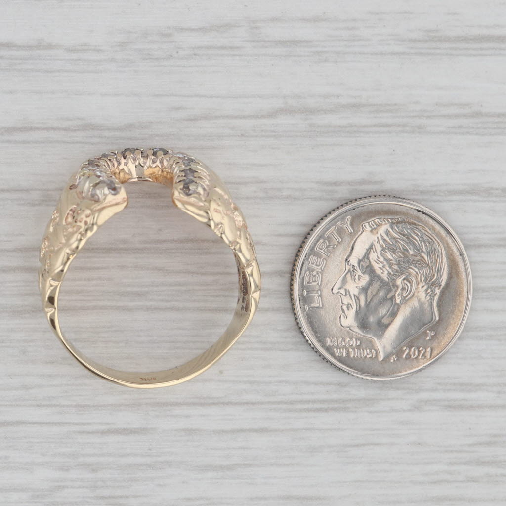 0.16ctw Diamond Horseshoe Ring 10k Yellow Gold Nugget Band Size 7.75