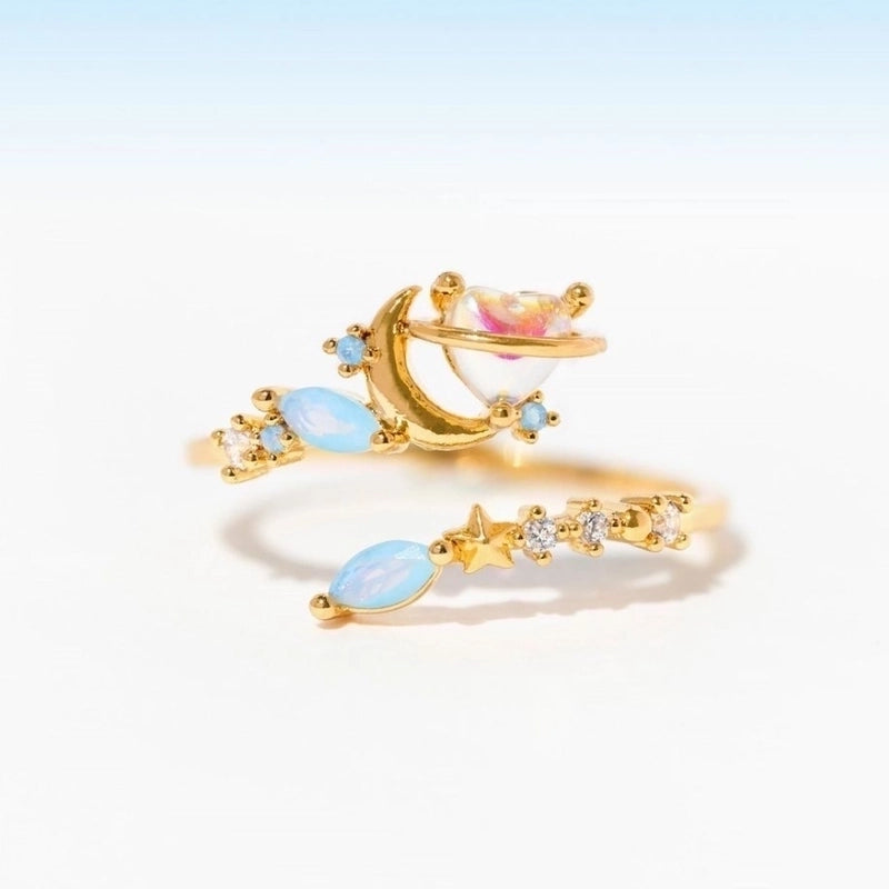 Copper 18K Gold Plated Inlay Geometric Zircon Open Rings