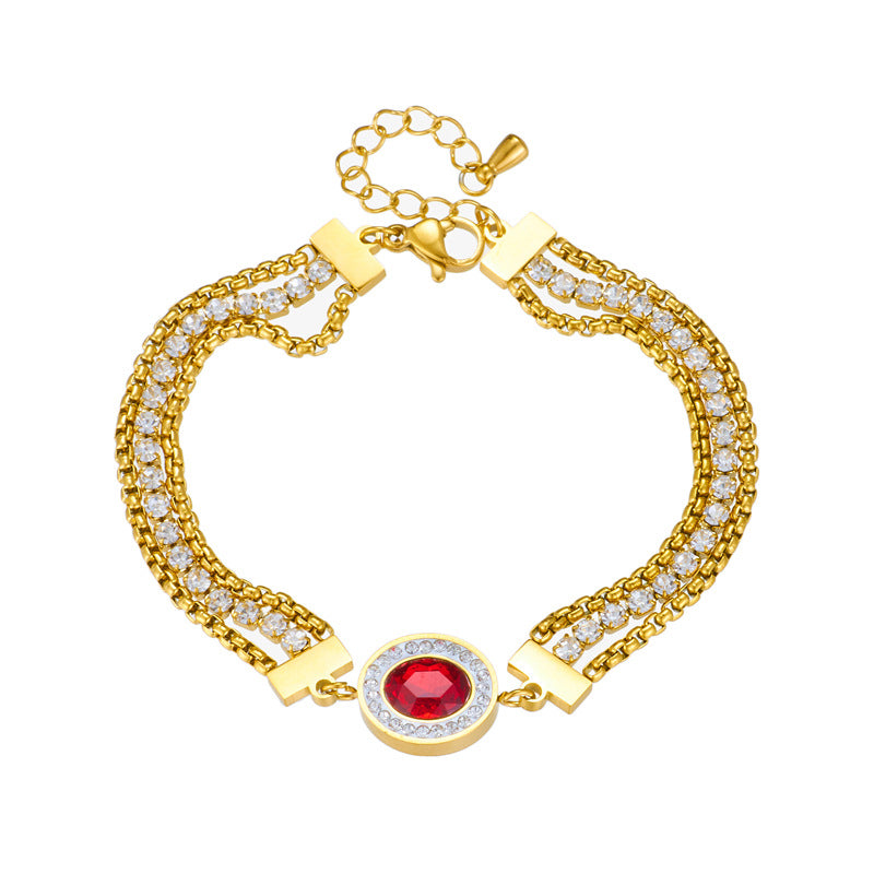 Fashion Women Chain Titanium Steel Diamond Inlay Bracelets
