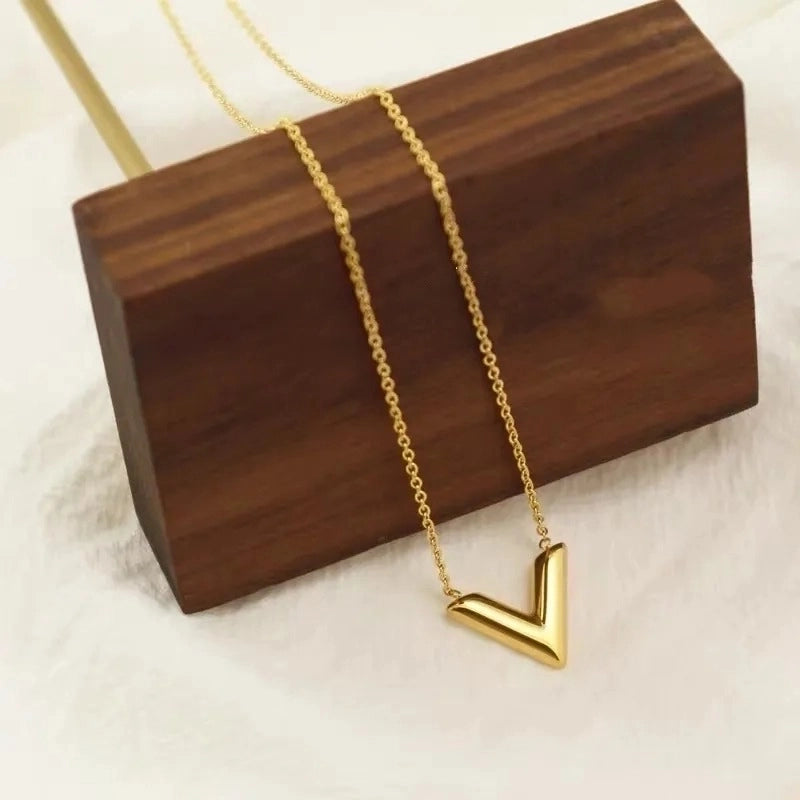 Minimalist V Shape Titanium Steel Plating Bracelets Necklace