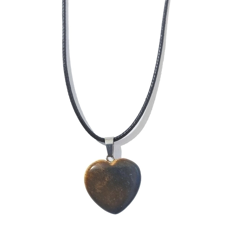Minimalist Heart Shape Natural Stone Polishing Pendant Necklace 1 Piece