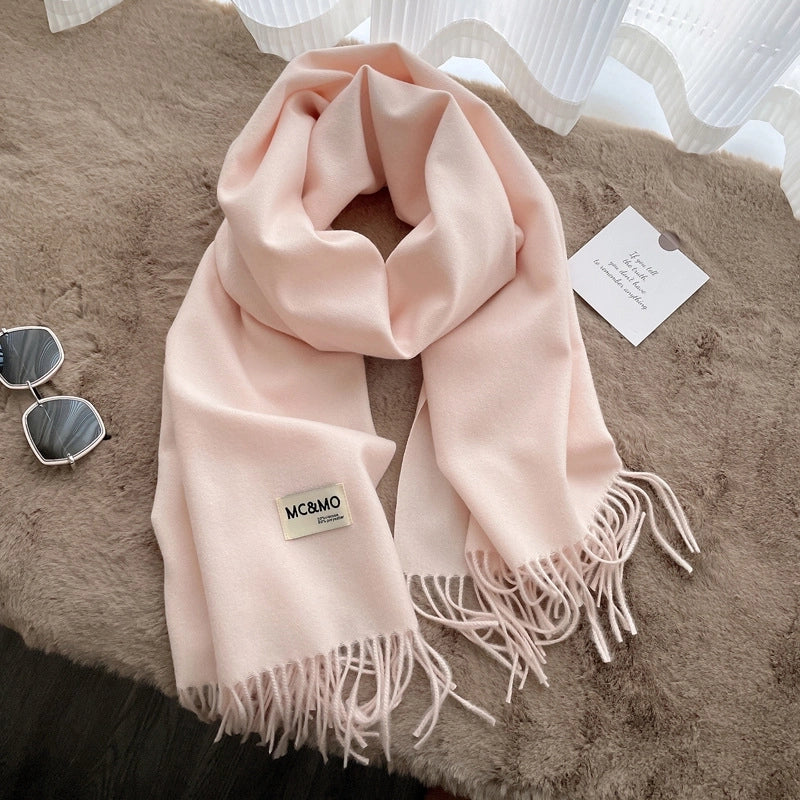D Cashmere Scarf Solid Color Tassel Shawl Long Couple Warm Imitation Cashmere Scarf Shawl