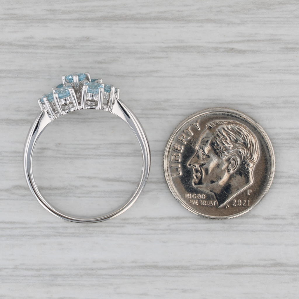 0.96ctw Blue Topaz Cluster Ring 10k White Gold Size 7.25