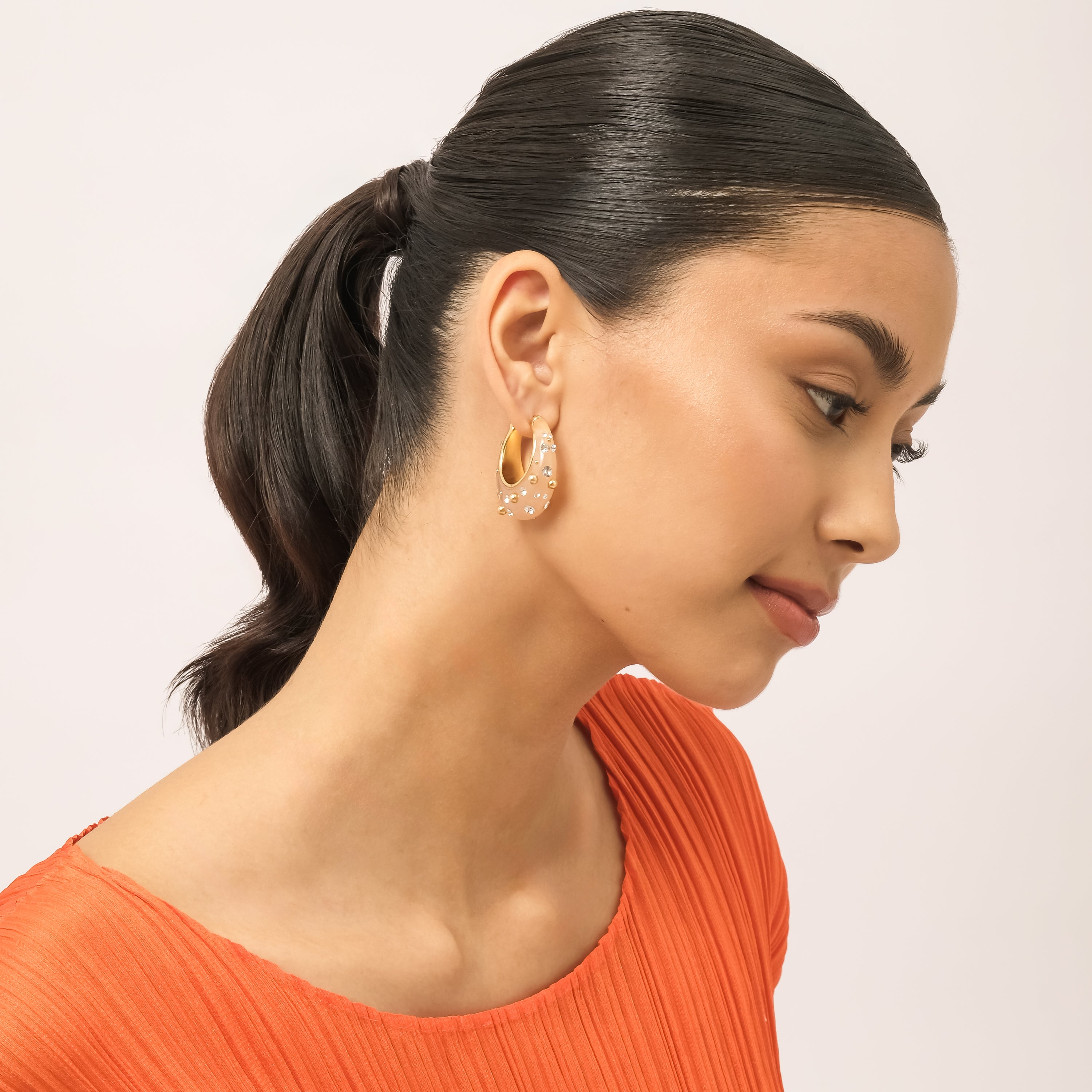Ciel Enamel Hoops (18K Gold Brass)