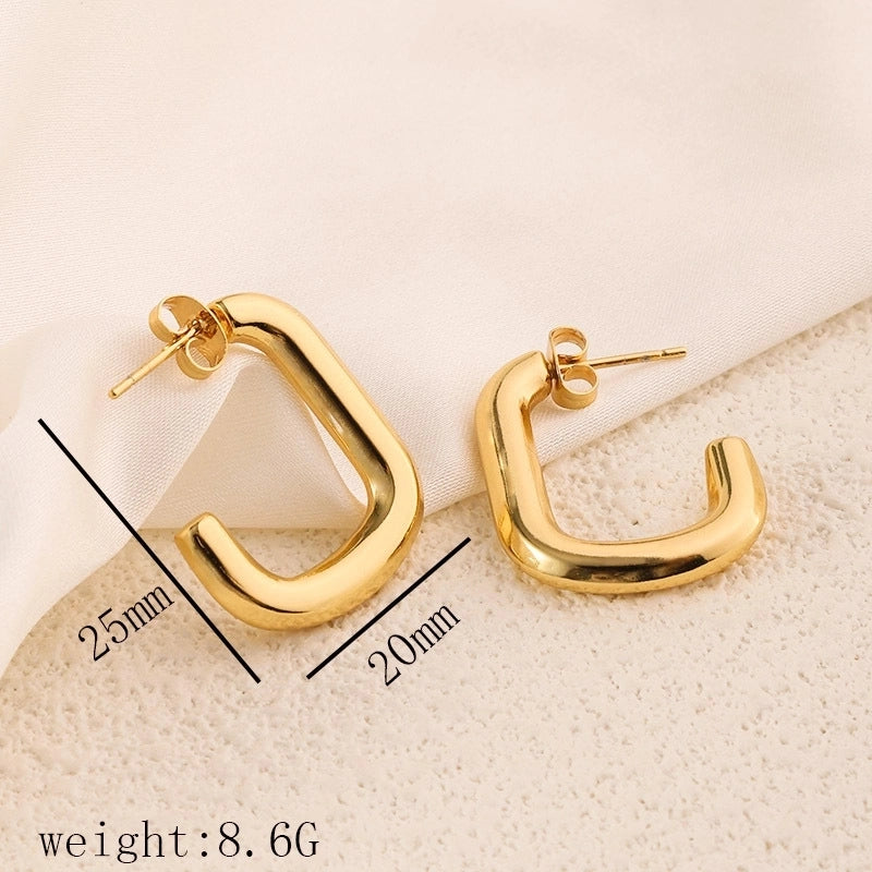 12 Pieces Minimalist Commute Geometric Heart Shape Plating Titanium Steel Drop Earrings Earrings Ear Studs