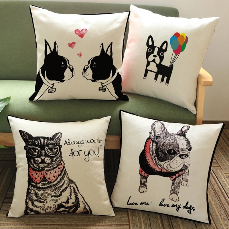 Cute Dog Polyester Pillow Cases Couch & Sofa Decor
