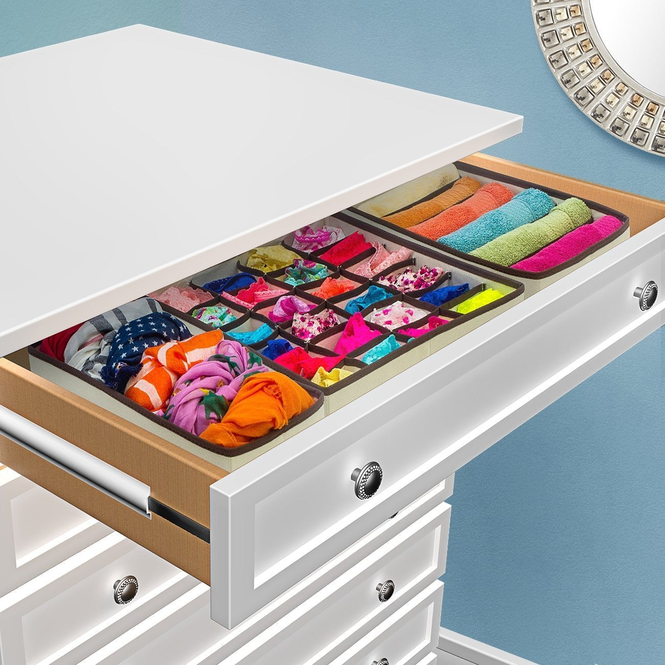 Foldable Storage Box Drawer Divider Organizer Closet Storage for Socks Bra Tie Scarfs