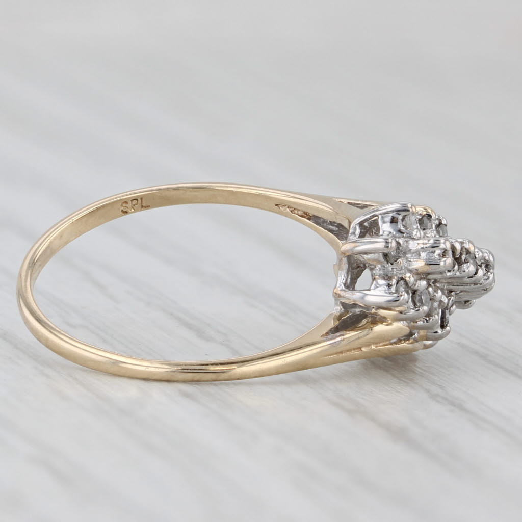 0.12ctw Diamond Cluster Bypass Ring 10k Yellow Gold Size 6