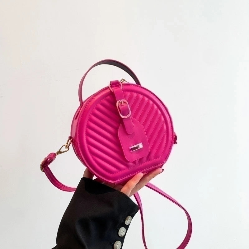 Women's Pu Leather Solid Color Elegant Round Zipper Handbag