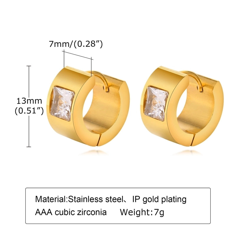 1 Pair Streetwear Solid Color Plating Inlay 201 Stainless Steel Zircon Gold Plated Hoop Earrings