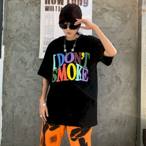 Oversized I Don't Smoke Rainbow Tee