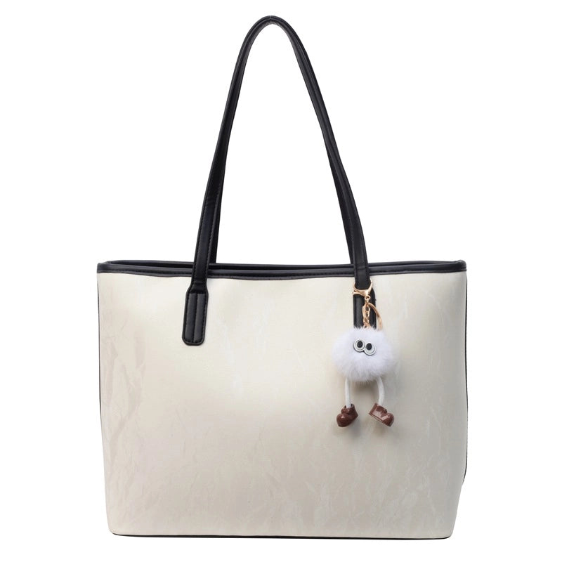 Women's Large Pu Leather Solid Color Streetwear Square Zipper Shoulder Bag Tote Bag