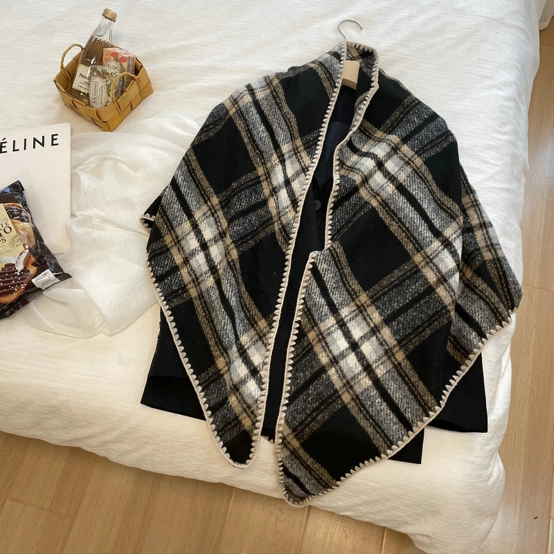 Women's Elegant Streetwear Color Block Lattice Polyester Shawl