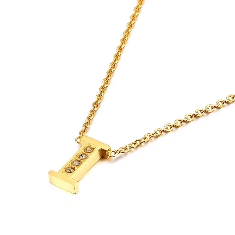 Letter Titanium Steel 18K Gold Plated Necklace