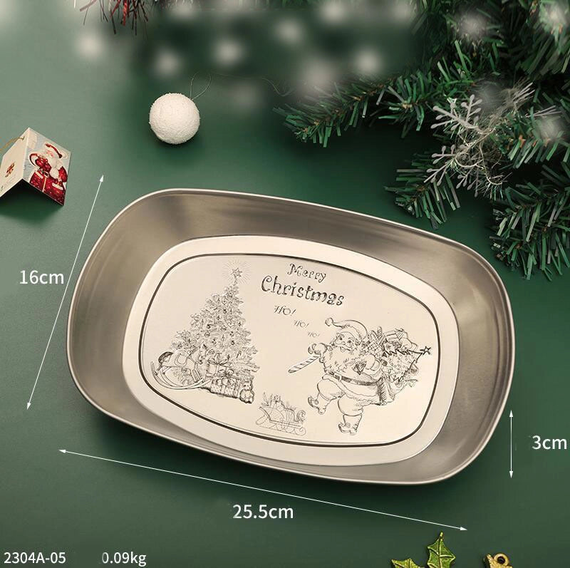Casual Elegant Christmas Hat Christmas Tree Santa Claus Tinplate Tableware 1 Piece