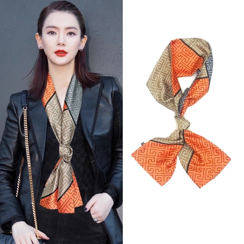 Women's Elegant Minimalist Geometric Chiffon Printing Silk Scarf